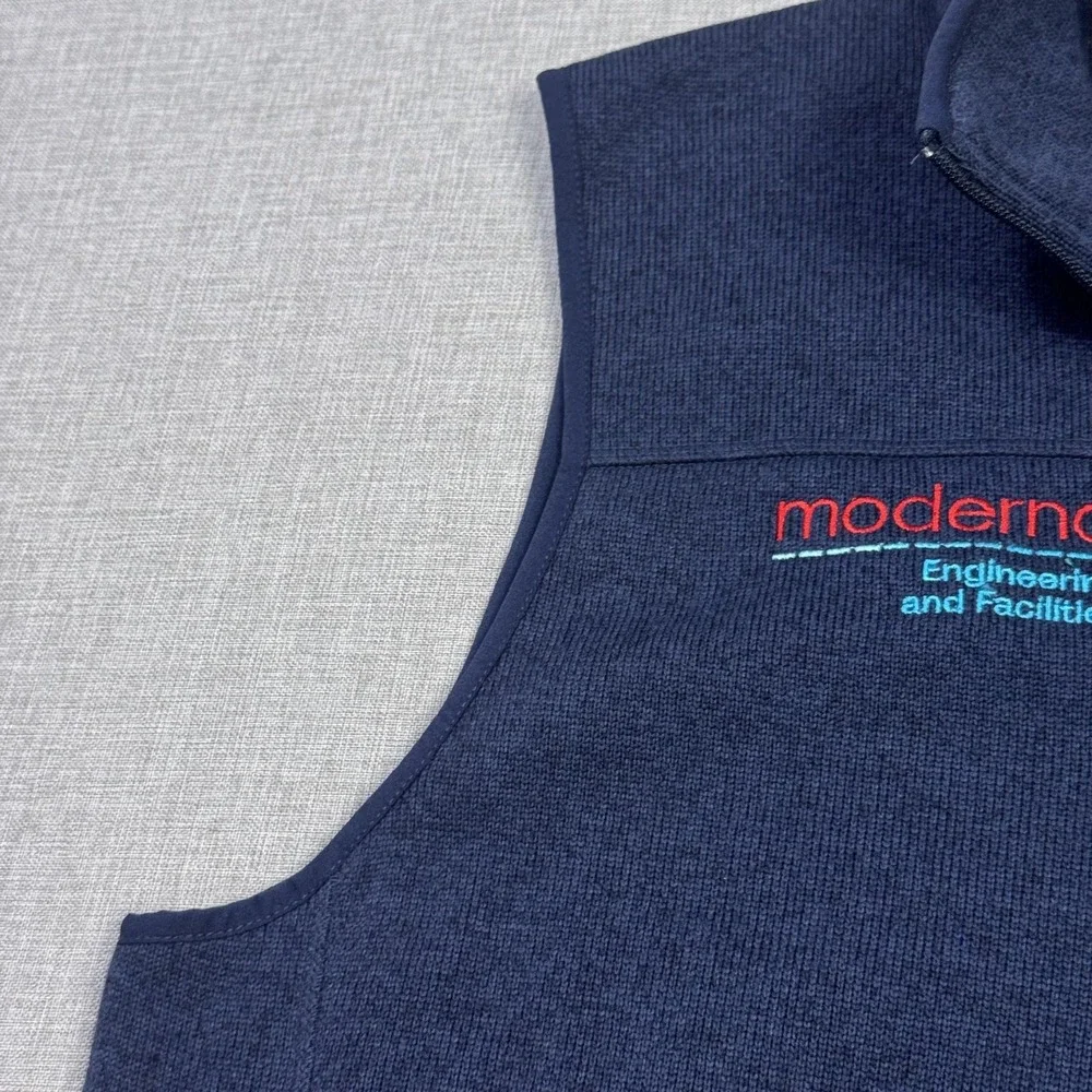 L.L. Bean Sweater Fleece Vest Jacket Mens XL Blue Mock Neck Full Zip